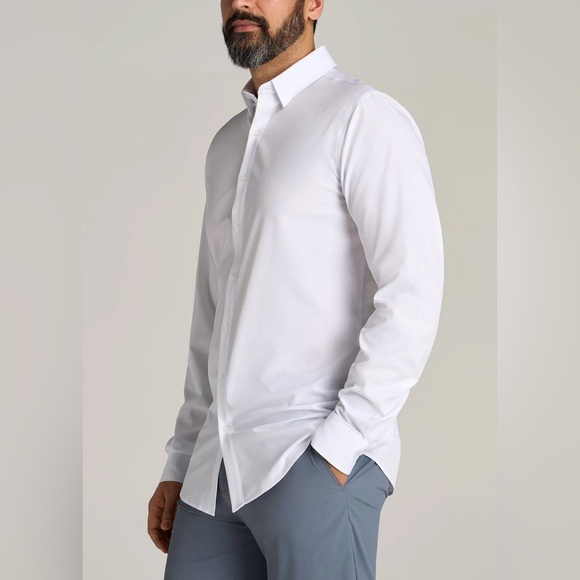 American Tall Traveler Stretch Dress Shirt White 2XL Semi Tall Career Classic - Picture 2 of 12